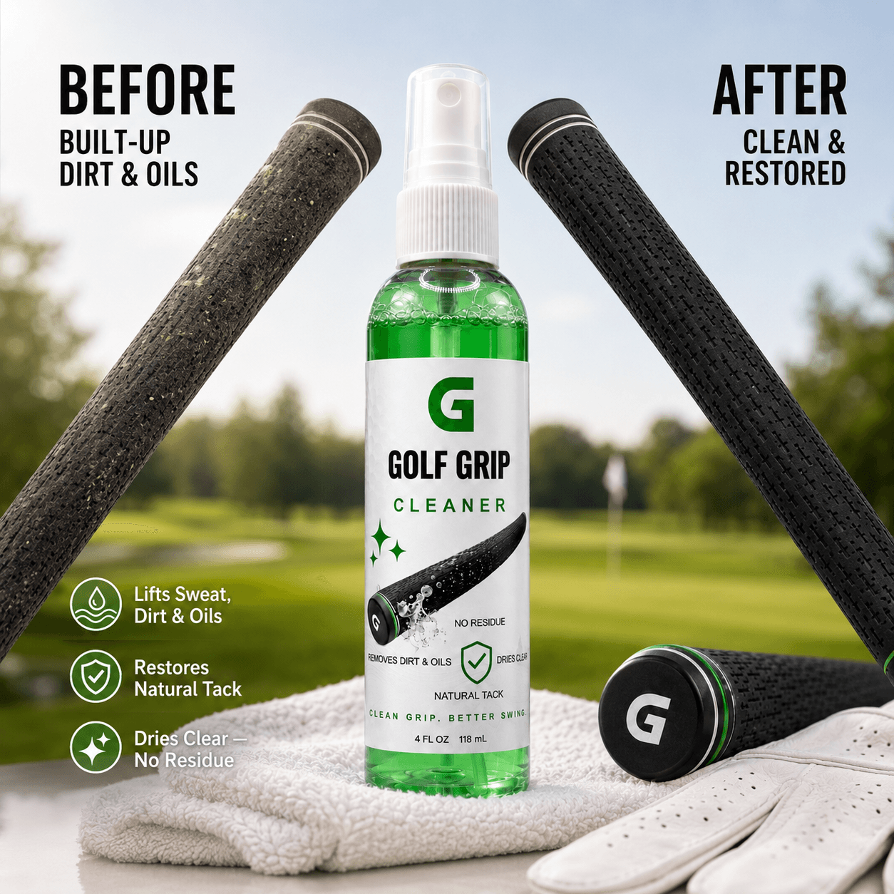 G-SCRUB Grip Clean Spray before and after