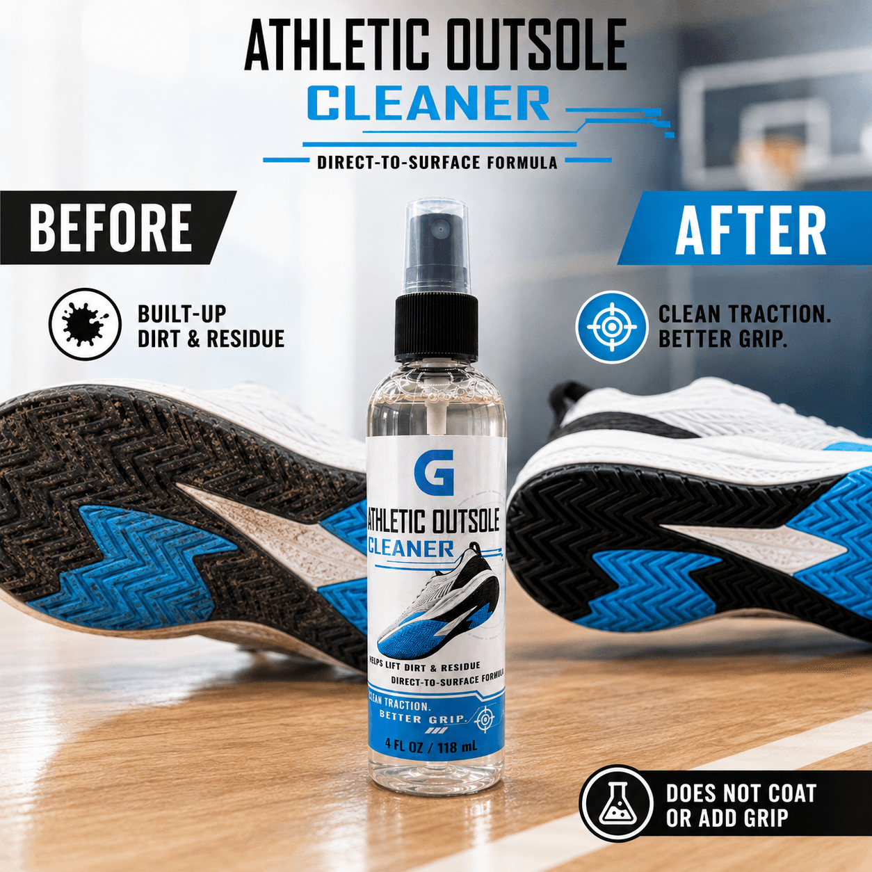 G-SCRUB Athletic Outsole Cleaner before and after