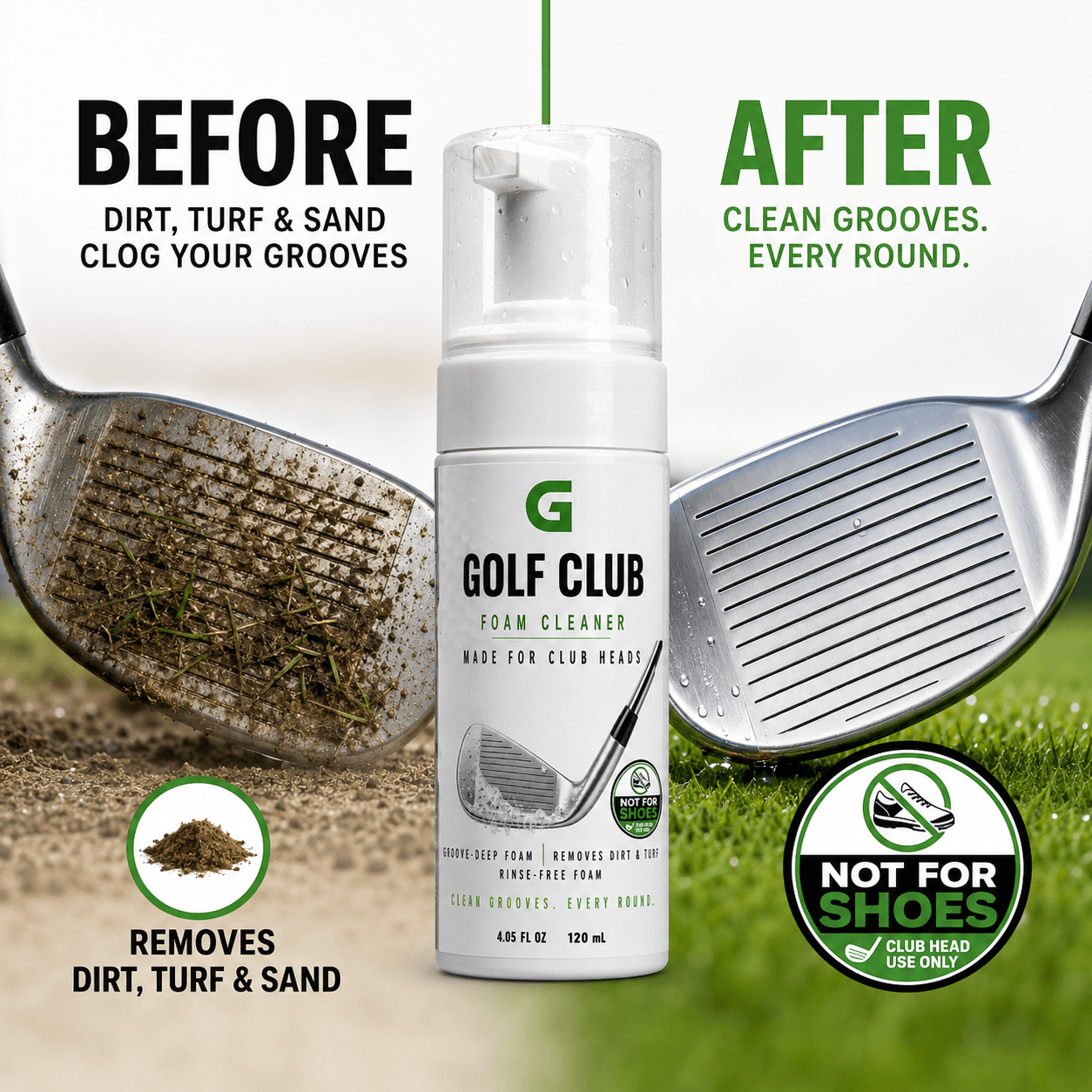 G-SCRUB Golf Club Foam Cleaner before and after